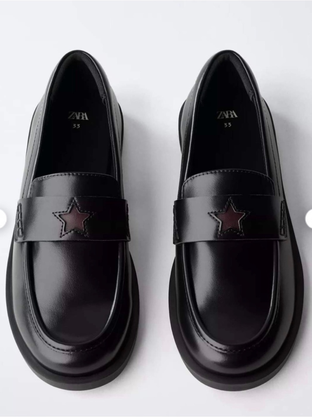 ZARA Black Loafers with Star Accent